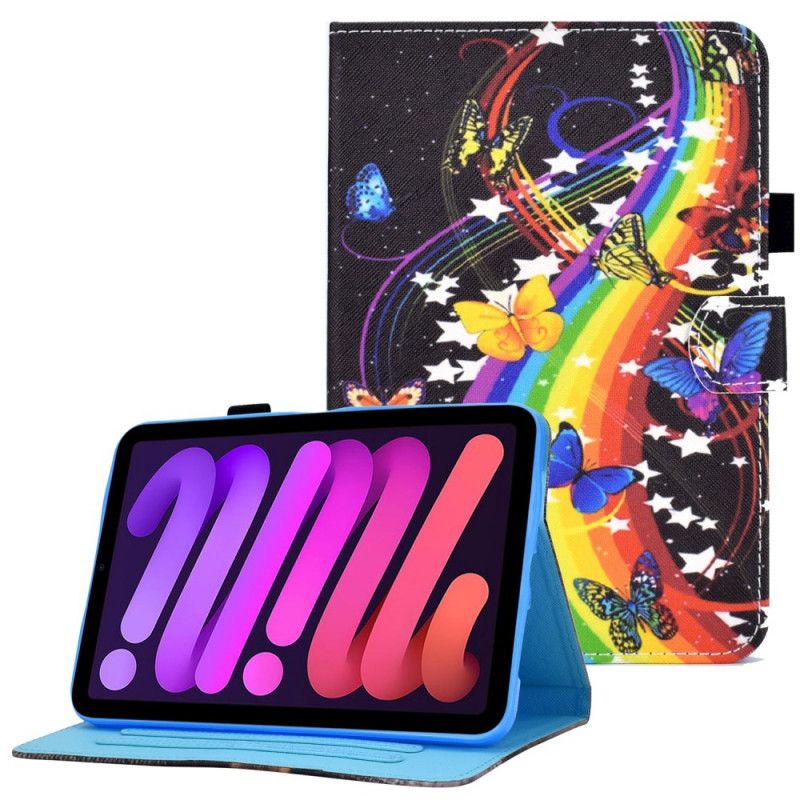Kožené Puzdro iPad Mini 6 (2021) Dúhové Motýle