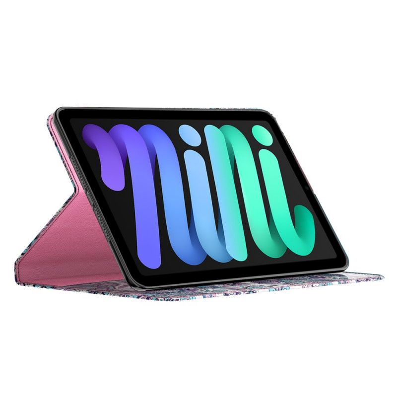 Kožené Puzdro iPad Mini 6 (2021) Svetlý Bodový Vzor Paisley