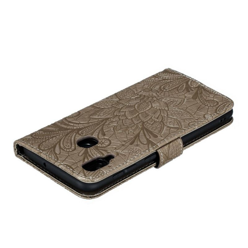 Kožené Puzdro Samsung Galaxy A30 Popruh Tribal Kvety