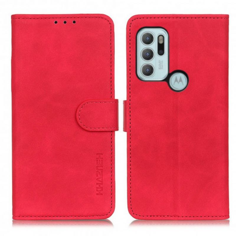 Kožené Puzdro Moto G60S Khazneh Vintage Kožený Efekt