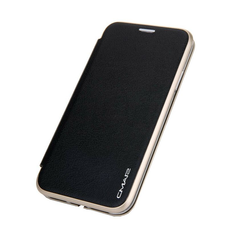 Flipové Puzdro iPhone 11 Kožené Puzdro Kovové Okraje Z Umelej Kože