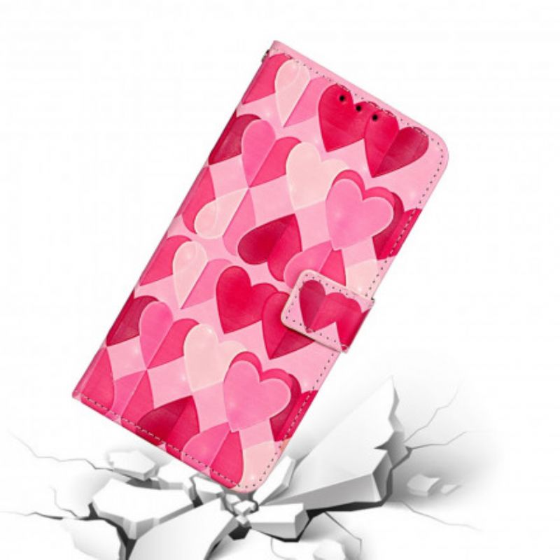 Kožené Puzdro iPhone 11 Nastaviteľný Popruh Hearts