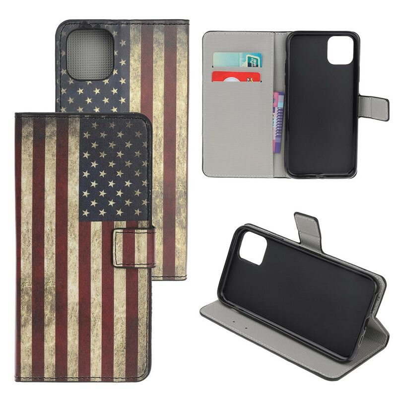 Kožené Puzdro iPhone 11 Vlajka Usa