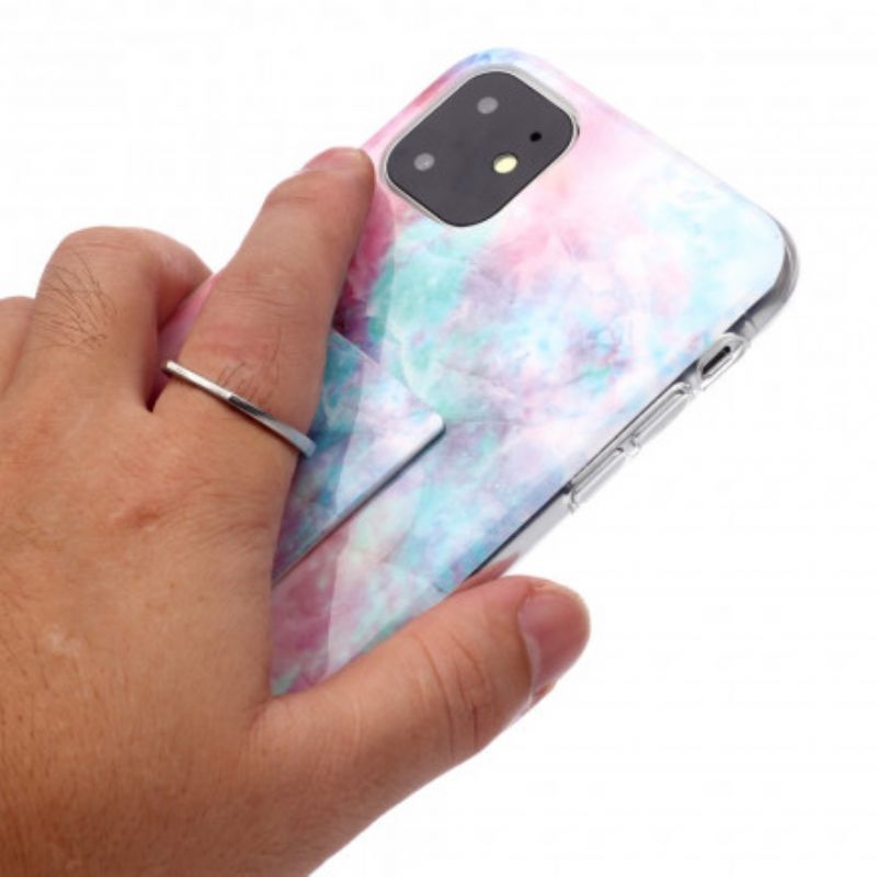 Kryt iPhone 11 Mramorový Dizajn S Kruhovou Podporou