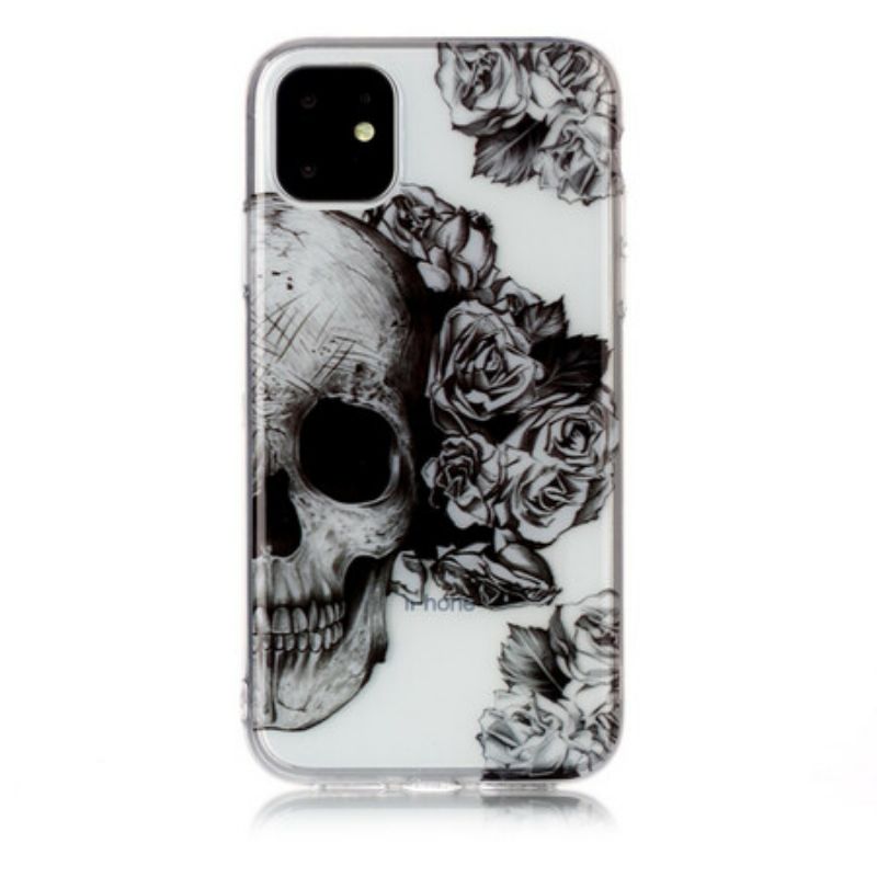 Kryt iPhone 11 Transparentná Kvetinová Lebka