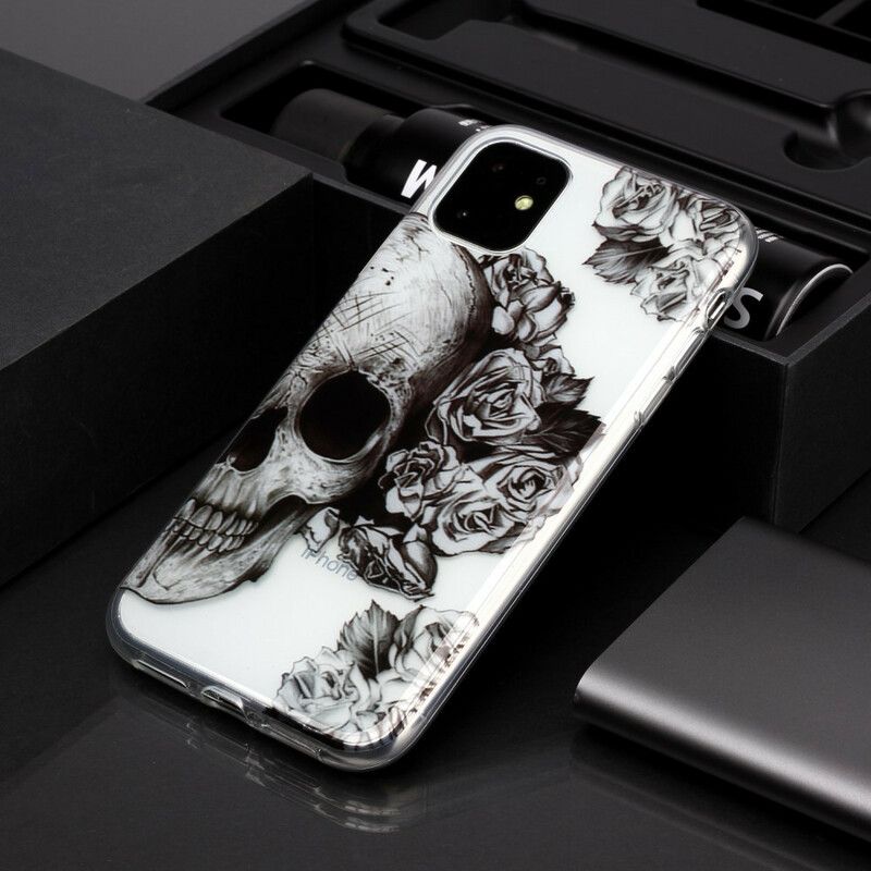 Kryt iPhone 11 Transparentná Kvetinová Lebka