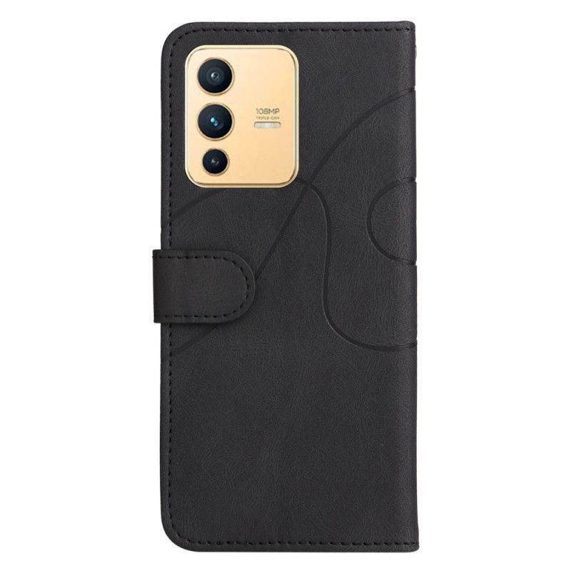 Kožené Puzdro Vivo V23 5G Dvojfarebný Remienok