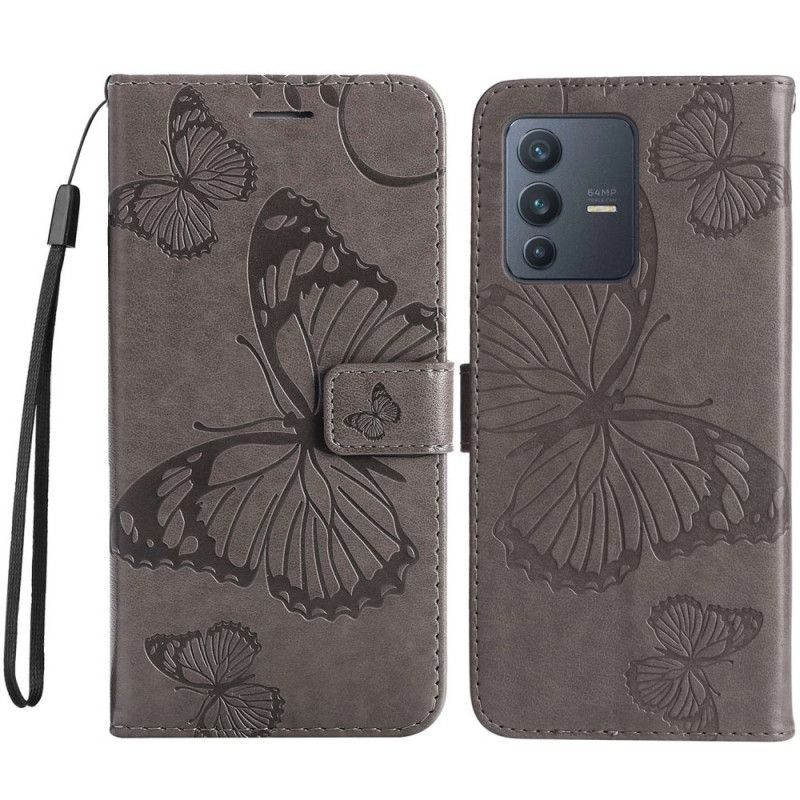 Kožené Puzdro Vivo V23 5G Obrie Motýle