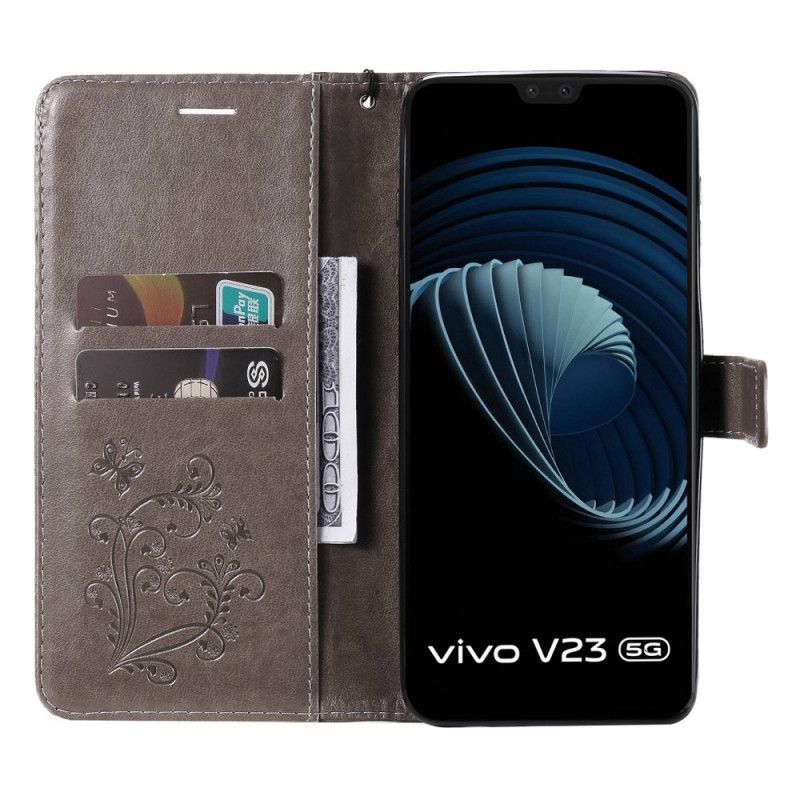 Kožené Puzdro Vivo V23 5G Obrie Motýle