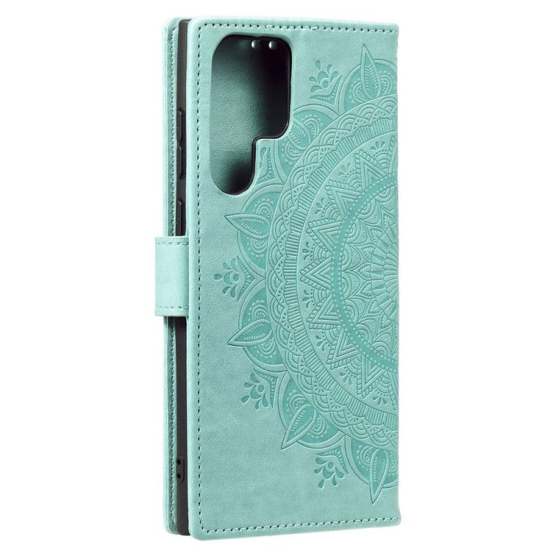 Kožené Puzdro Samsung Galaxy S22 Ultra 5G Slnečná Mandala