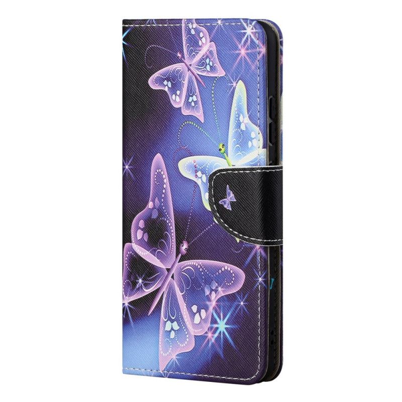 Kožené Puzdro Samsung Galaxy S22 Ultra 5G Suverénne Motýle