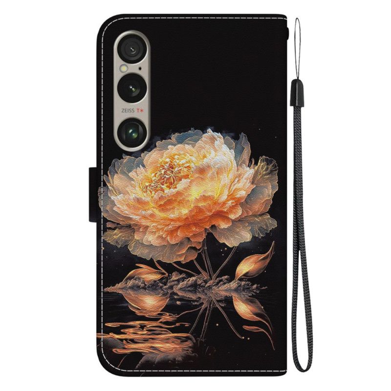 Puzdro Sony Xperia 1 Vi Zlatá Pivónia S Remienkom