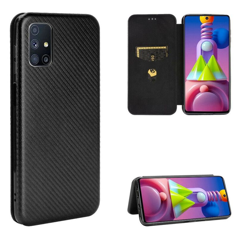 Flipové Puzdro Samsung Galaxy M51 Kožené Puzdro Uhlíkové Vlákno