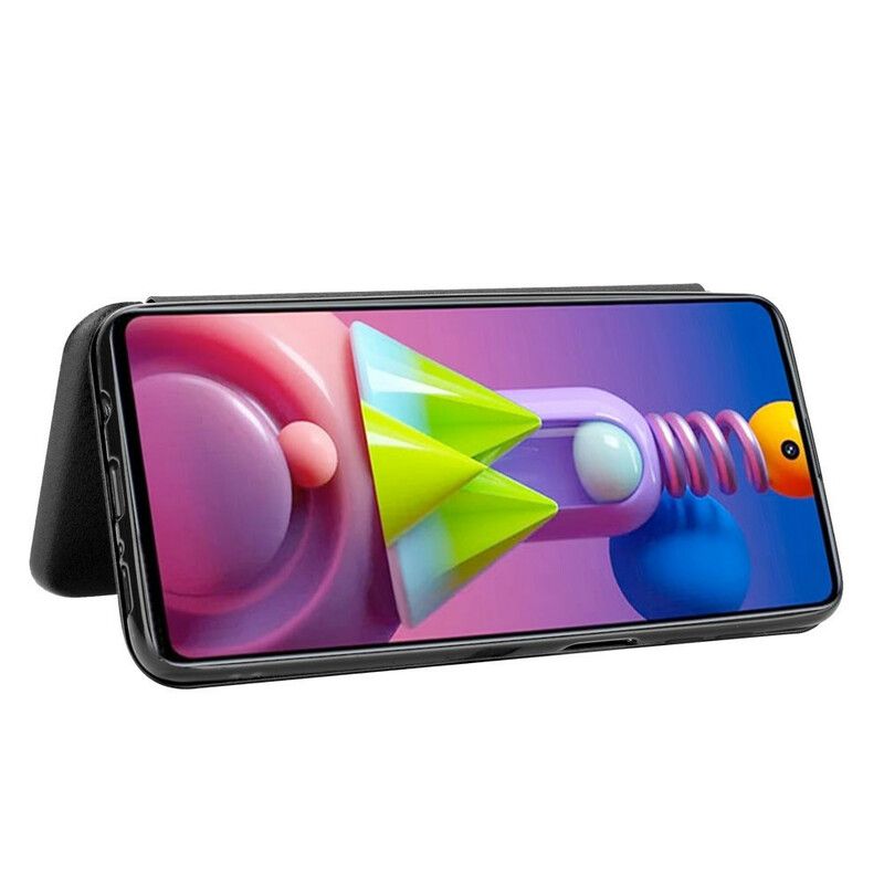 Flipové Puzdro Samsung Galaxy M51 Kožené Puzdro Uhlíkové Vlákno