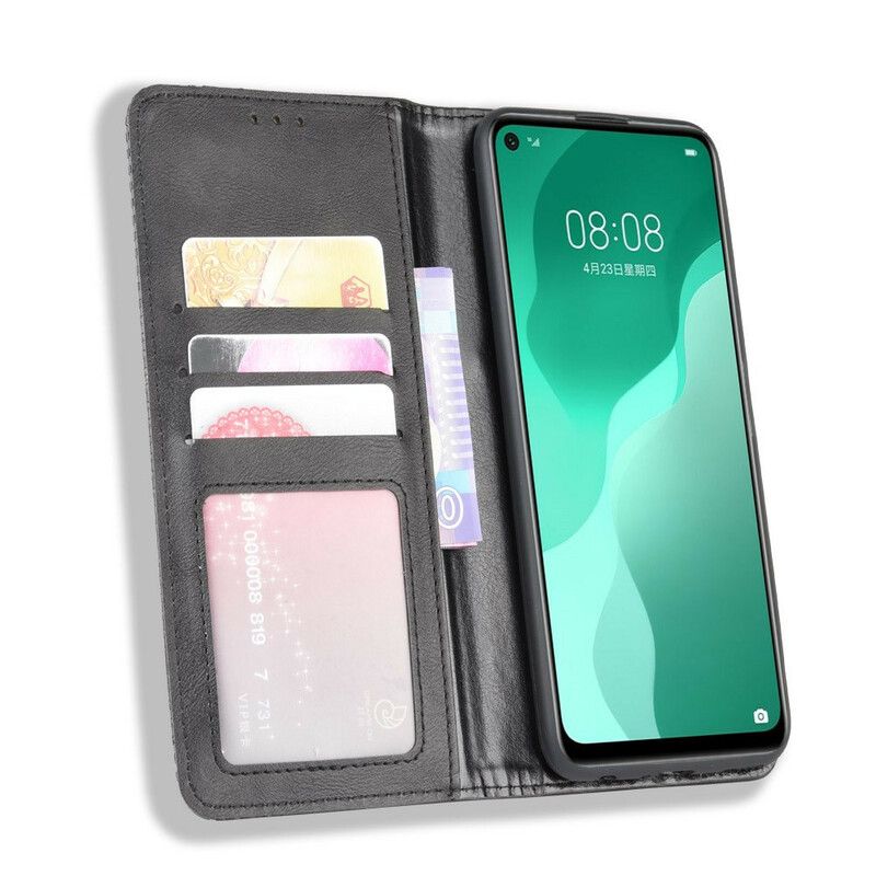 Flipové Puzdro Huawei P40 Lite 5G Kožené Puzdro Štylizovaný Efekt Vintage Kože