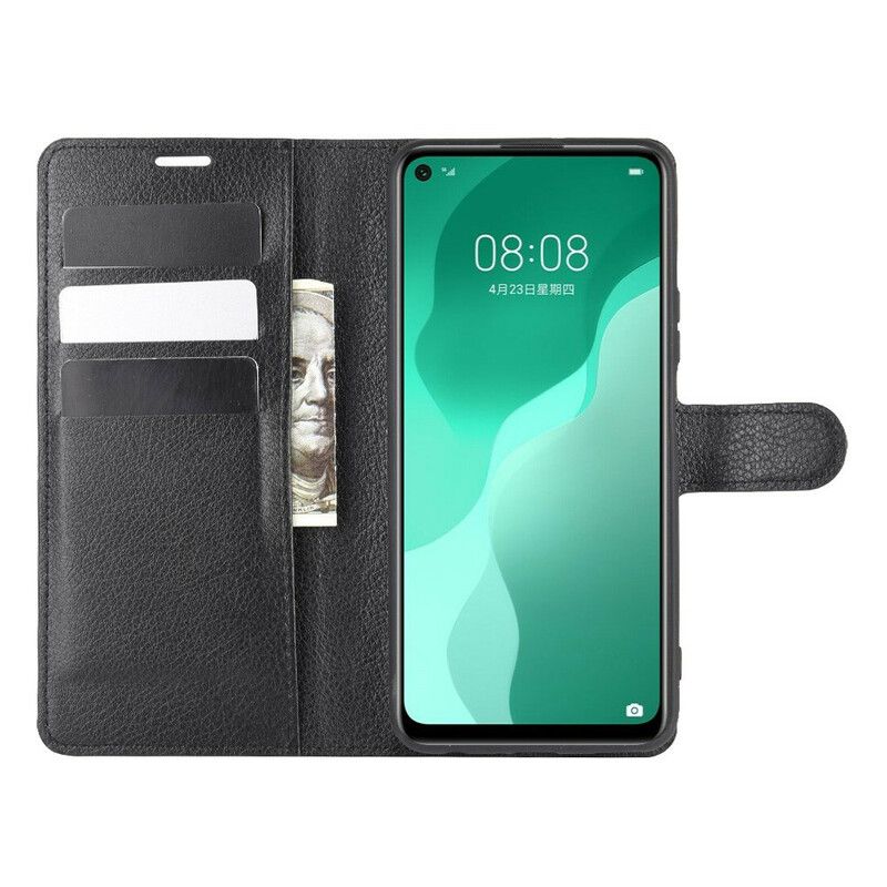 Kožené Puzdro Huawei P40 Lite 5G Klasická Liči Z Umelej Kože