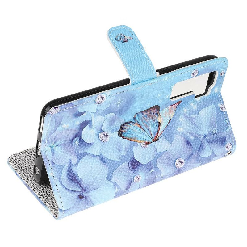 Kožené Puzdro Huawei P40 Lite 5G Strappy Diamond Butterflies