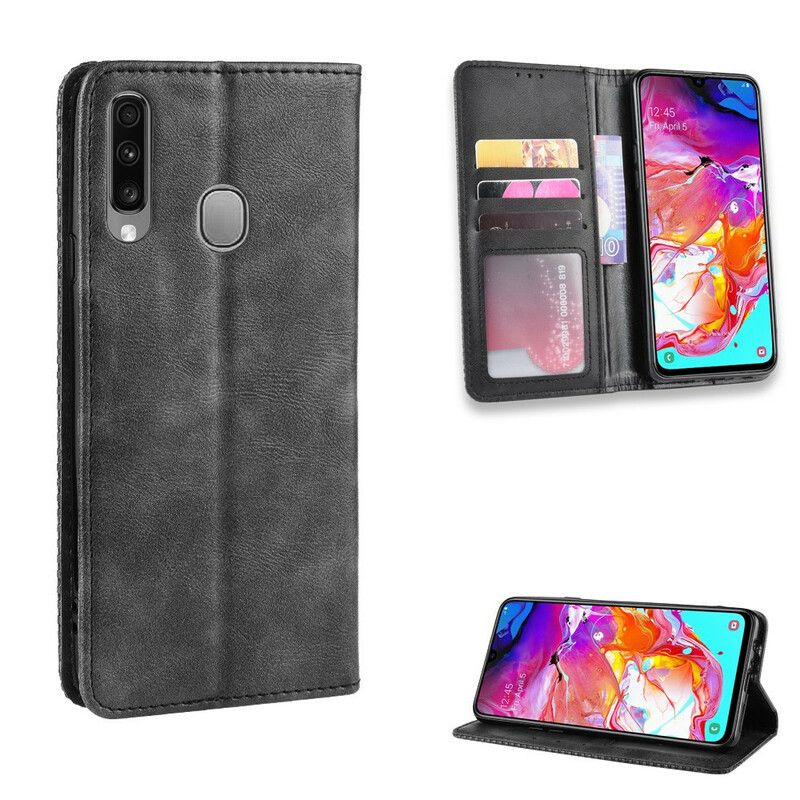 Flipové Puzdro Samsung Galaxy A20s Kožené Puzdro Štylizovaný Efekt Vintage Kože