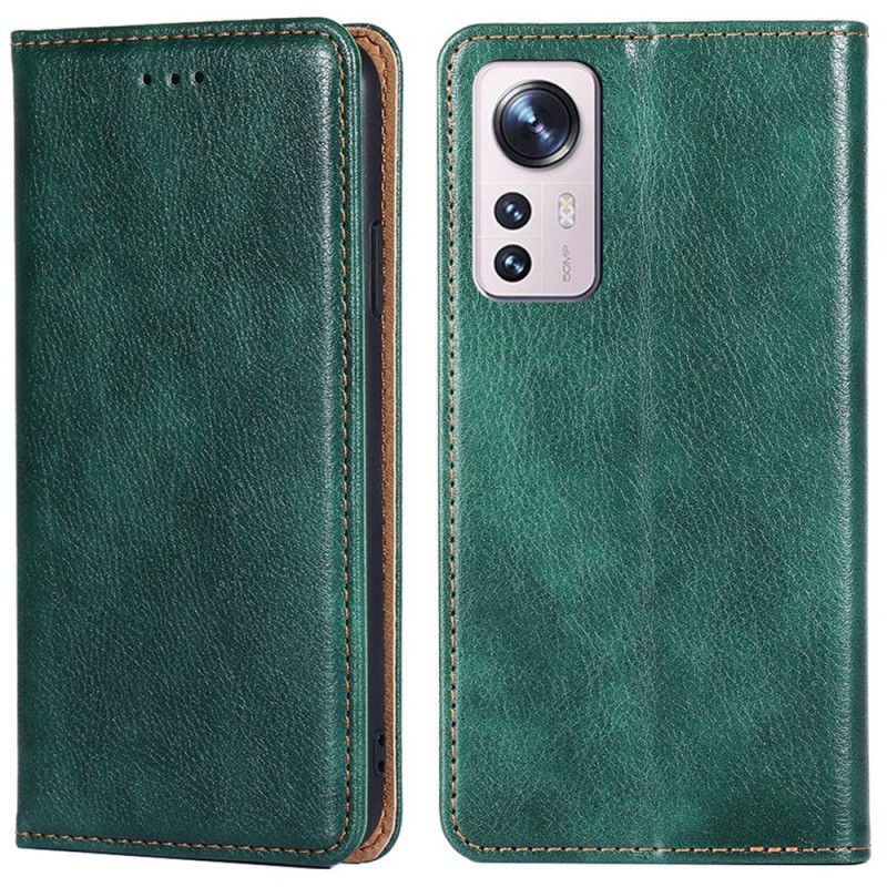 Flipové Puzdro Xiaomi 12 Pro Kožené Puzdro Prešívanie Umelou Kožou
