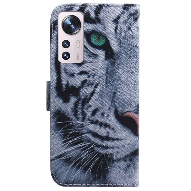 Kožené Puzdro Xiaomi 12 Pro Biely Tiger