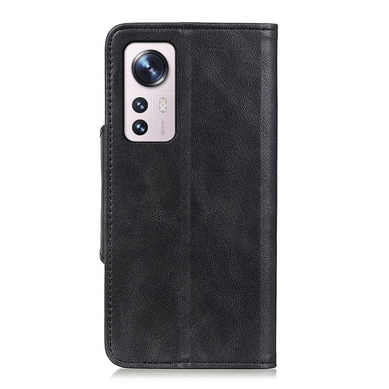 Kožené Puzdro Xiaomi 12 Pro Vintage Umelá Koža A Gombík