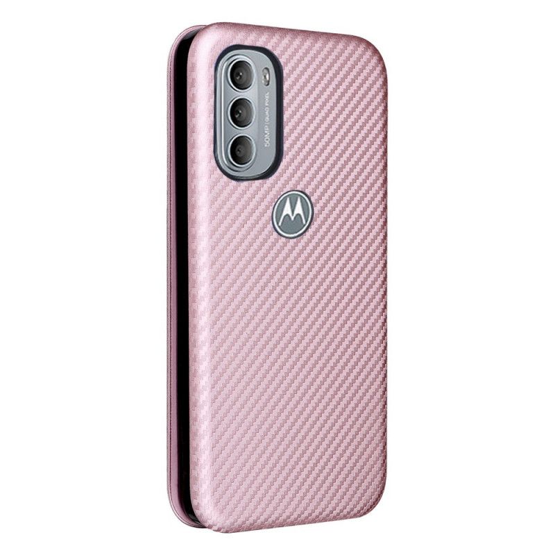 Flipové Puzdro Moto G41 / G31 Kožené Puzdro Silikónový Uhlík