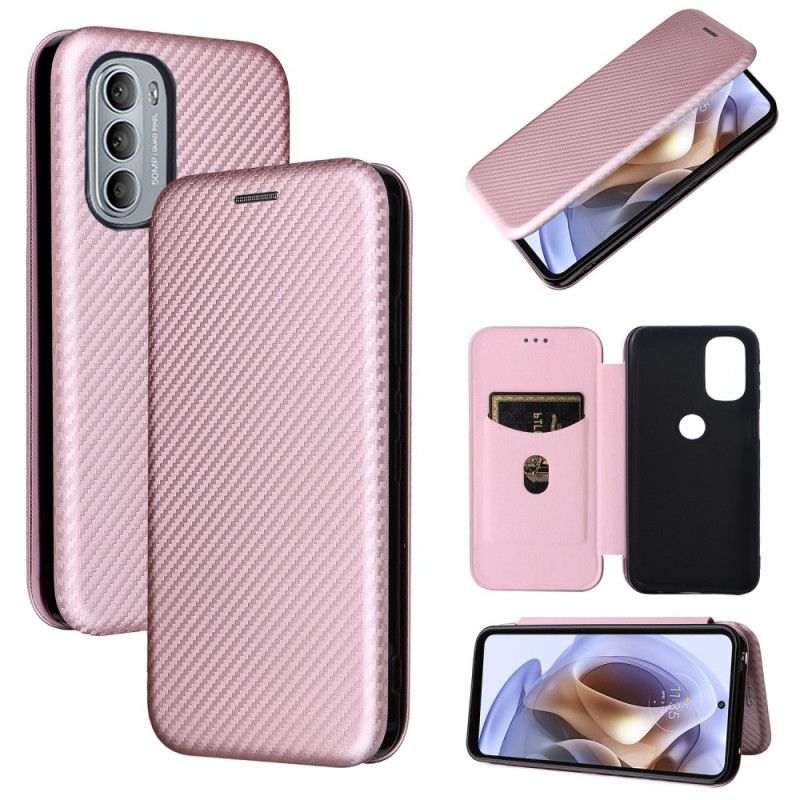 Flipové Puzdro Moto G41 / G31 Kožené Puzdro Silikónový Uhlík