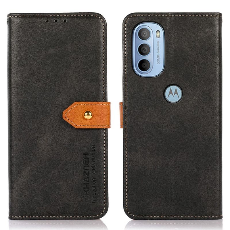 Kožené Puzdro Moto G41 / G31 Dvojfarebná Zlatá Spona Khazneh