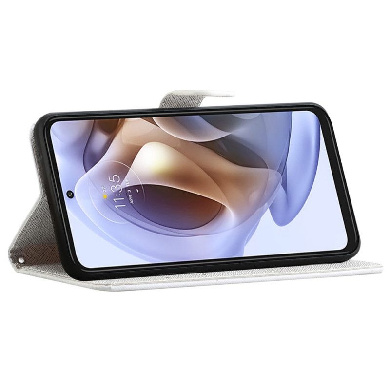 Kožené Puzdro Moto G41 / G31 Kvety Lunárneho Popruhu