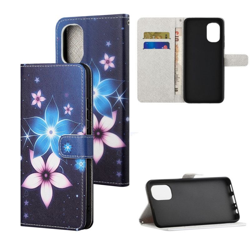 Kožené Puzdro Moto G41 / G31 Kvety Lunárneho Popruhu