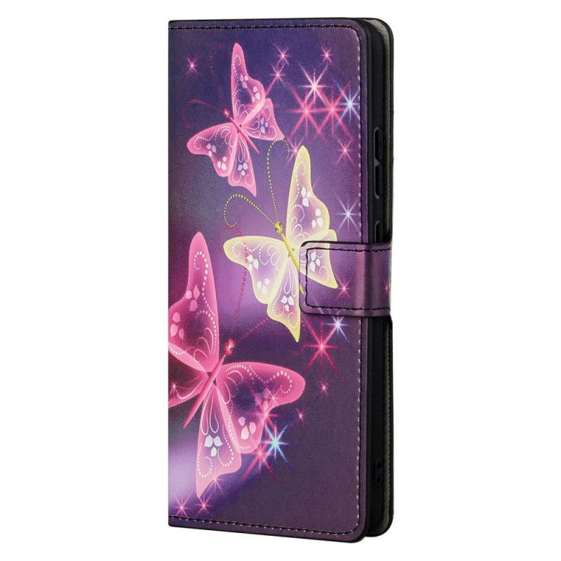 Kožené Puzdro Moto G41 / G31 Motýle A Kvety