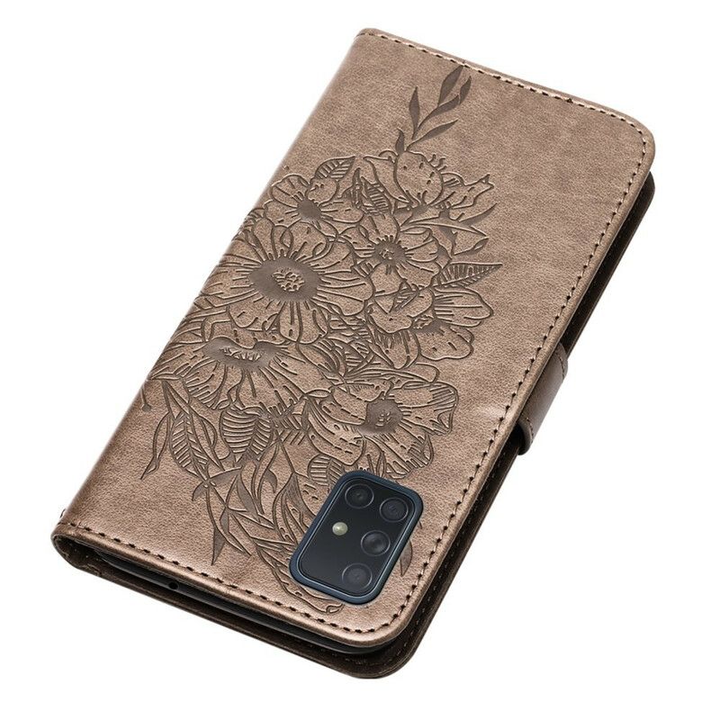 Kožené Puzdro Samsung Galaxy A51 Dizajn Motýľa So Šnúrkou