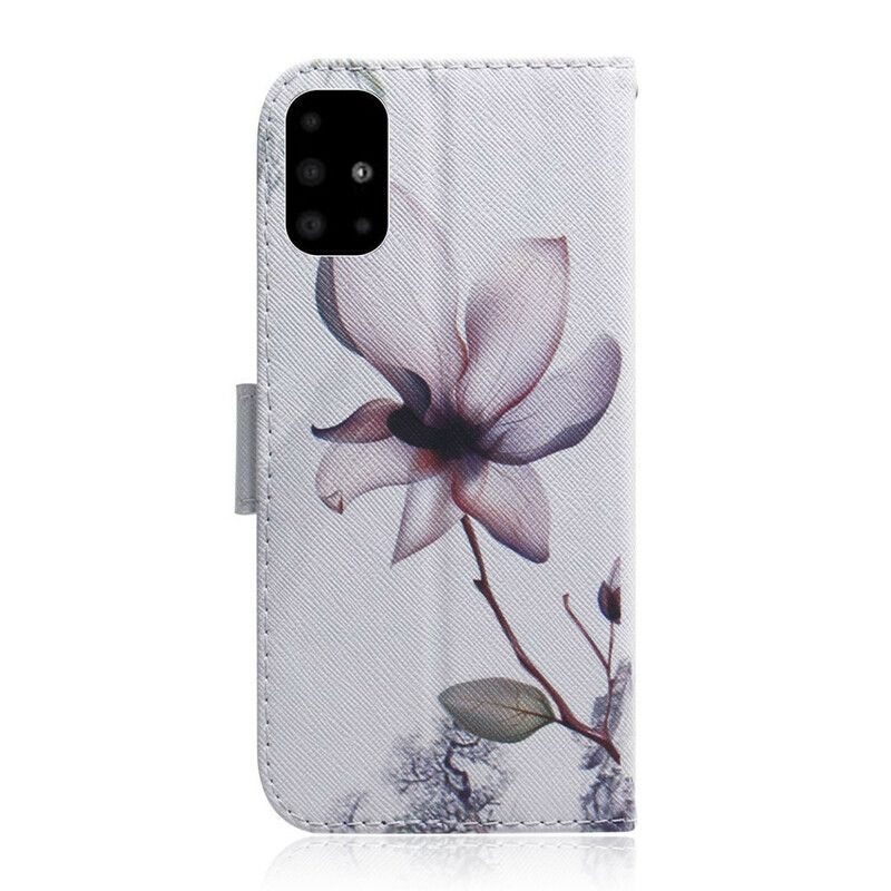 Kožené Puzdro Samsung Galaxy A51 Kvet Dusty Pink